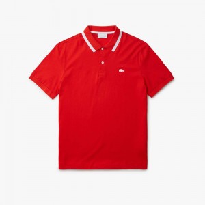 Men's Lacoste Regular Fit Supple Cotton Polo Shirts Red currant | AJN706485