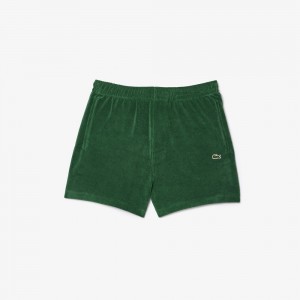 Men's Lacoste Regular Fit Terry Knit Paris Shorts Pine green | PVC710263