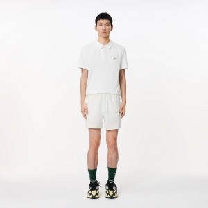 Men's Lacoste Regular Fit Terry Knit Paris Shorts White | DHW325968