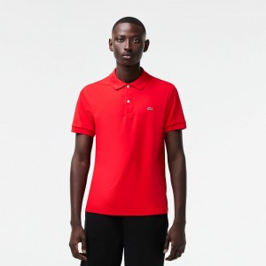 Men's Lacoste Regular Fit Ultra Soft Cotton Jersey Polo Shirts Red | YER756081