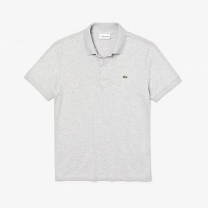 Men's Lacoste Regular Fit Ultra Soft Cotton Jersey Polo Shirts Grey Chine | LVC971286