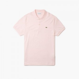 Men's Lacoste Regular Fit Ultra Soft Cotton Jersey Polo Shirts Light Pink | CIS803624