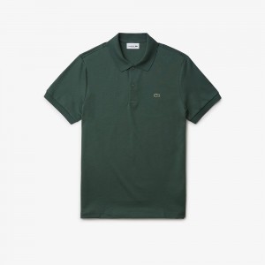 Men's Lacoste Regular Fit Ultra Soft Cotton Jersey Polo Shirts Dark Green | PXQ620318