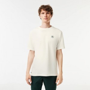 Men's Lacoste Relaxed Fit Cotton Golf T-Shirt White | EDO279813