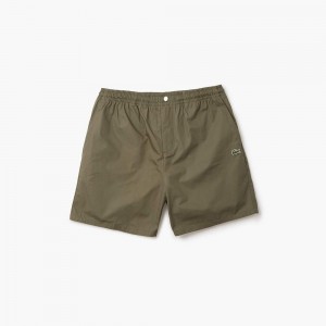 Men's Lacoste Relaxed Fit Cotton Shorts Khaki Green | JFH502381