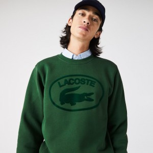 Men's Lacoste Relaxed Fit Organic Cotton Sweatshirt Pine green | DVI764359