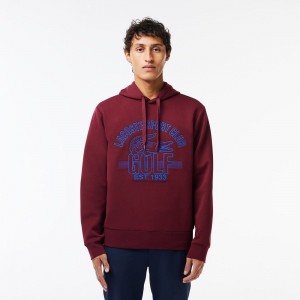 Men's Lacoste Relaxed Fit Recycled Fabric Golf Sweatshirt Bordeaux | QXW105283