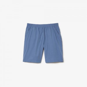 Men's Lacoste Relaxed Fit Washed Effect Elastic Bermuda Shorts Blue | UQR216873