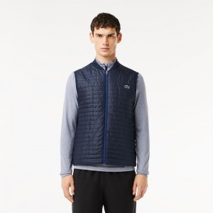 Men's Lacoste Reversible Puffer Vest Navy Blue | NUC892671