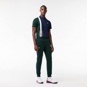 Men's Lacoste Ripstop Tennis Sweatpants Green Navy Blue | MLD783142