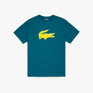 Men's Lacoste SPORT Big Fit Breathable Logo T-Shirt Green Yellow | EOQ048697