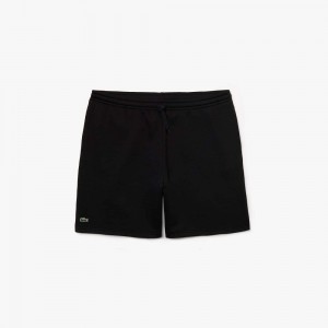 Men's Lacoste SPORT Big Fit Fleece Shorts Black | HTQ841327