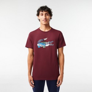 Men's Lacoste SPORT Cotton Jersey T-Shirt Bordeaux | JAT836295