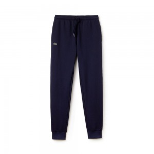 Men's Lacoste SPORT Fleece Tennis Sweatpants Navy Blue | CFJ740185