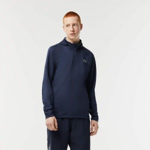 Men's Lacoste SPORT High-Neck Zip-Up Sweatshirt Blue | OWK718643