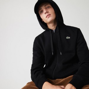 Men's Lacoste SPORT Lightweight Hoodie Black | CTJ328594