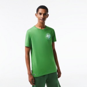 Men's Lacoste SPORT Roland Garros Edition Logo T-Shirt Tarragon Green | TSU615428