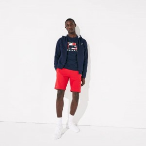 Men's Lacoste SPORT Tennis Fleece Shorts Red | CTA460913