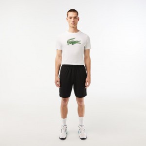 Men's Lacoste SPORT Ultra-Light Shorts Black White | YQS702693