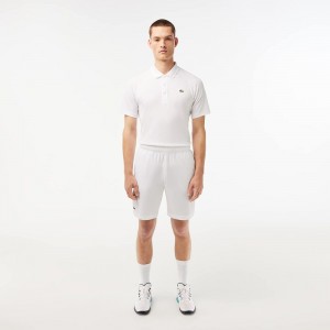 Men's Lacoste SPORT Ultra-Light Shorts White Navy Blue | OKD251847