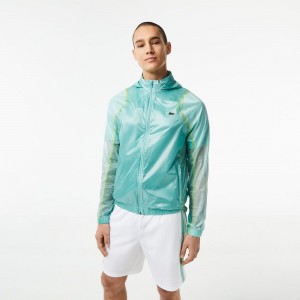 Men's Lacoste SPORT Waterproof Windbreaker Jackets Green Light Green Yellow | NEK420167