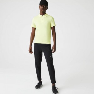 Men's Lacoste SPORT Zip Pockets Tapered Joggers Black White | ATI763291