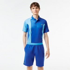 Men's Lacoste SPORT x Novak Djokovic Colorblock Shorts Blue Yellow | DJL804672