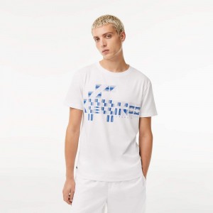 Men's Lacoste SPORT x Novak Djokovic Printed T-Shirt White | CYU970543