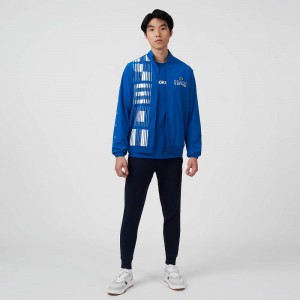 Men's Lacoste SPORT x Novak Djokovic Track Jackets Blue White | WDG605497