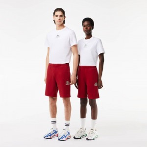 Men's Lacoste Signature Print Shorts Bordeaux | HBI512806