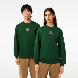 Men's Lacoste Signature Print Sweatshirt Pine green | AJF294061