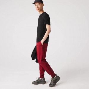 Men's Lacoste Slim Fit Heathered Cotton Blend Sweatpants Bordeaux | FHJ784056