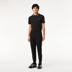 Men's Lacoste Slim Fit Heathered Cotton Blend Sweatpants Black | QYR254638