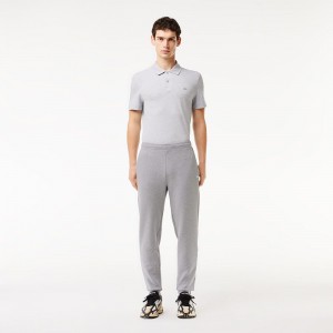 Men's Lacoste Slim Fit Heathered Cotton Blend Sweatpants Grey Chine | NEW530296