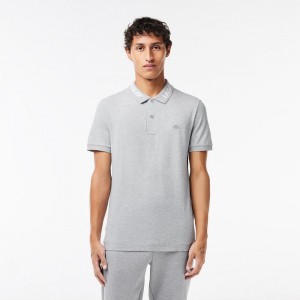 Men's Lacoste Slim Fit Lacoste Movement Polo Shirts Grey Chine | GVM762390