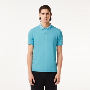 Men's Lacoste Slim Fit Lacoste Movement Polo Shirts Blue | NTX609528