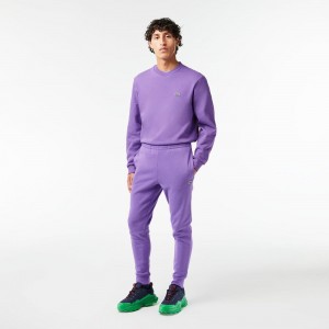 Men's Lacoste Slim Fit Organic Cotton Fleece Sweatpants Purple | KHP423591