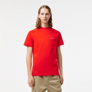 Men's Lacoste Slim Fit Organic Cotton Piqué T-Shirt Red | WDA253760