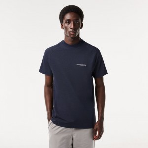 Men's Lacoste Slim Fit Organic Cotton Piqué T-Shirt Blue | CPN958764