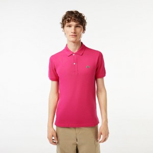 Men's Lacoste Slim Fit Petit Piqué Cotton Polo Shirts Fushia Pink | OYP705219