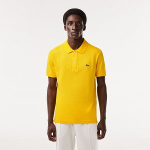 Men's Lacoste Slim Fit Petit Piqué Cotton Polo Shirts Pistil yellow | QVD137806