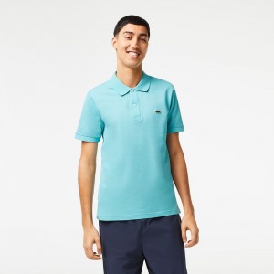 Men's Lacoste Slim Fit Petit Piqué Cotton Polo Shirts Turquoise | DLP130645