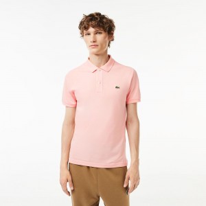 Men's Lacoste Slim Fit Petit Piqué Cotton Polo Shirts Pink | IWF107562