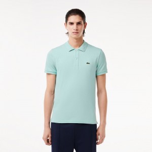 Men's Lacoste Slim Fit Petit Piqué Cotton Polo Shirts Mint | GES267954