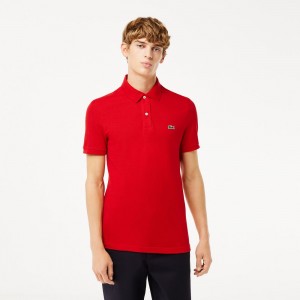 Men's Lacoste Slim Fit Petit Piqué Cotton Polo Shirts Red | LMU953604