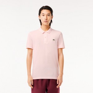 Men's Lacoste Slim Fit Petit Piqué Cotton Polo Shirts Light Pink | TOS604273