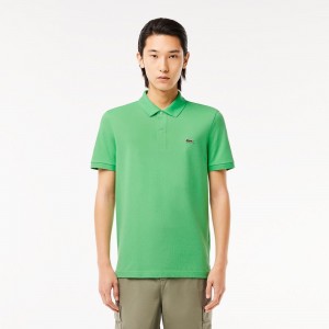 Men's Lacoste Slim Fit Petit Piqué Cotton Polo Shirts Green | EKR105324