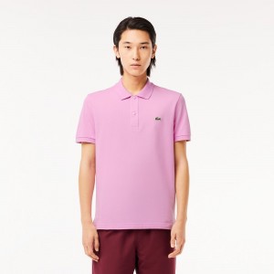 Men's Lacoste Slim Fit Petit Piqué Cotton Polo Shirts Pink | NKY512479