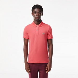 Men's Lacoste Slim Fit Petit Piqué Cotton Polo Shirts Pink | NKZ817436