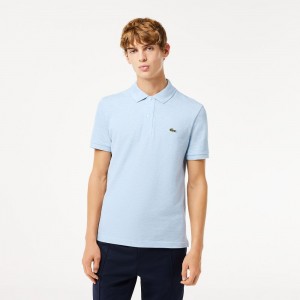 Men's Lacoste Slim Fit Petit Piqué Cotton Polo Shirts Blue Chine | QLD485319